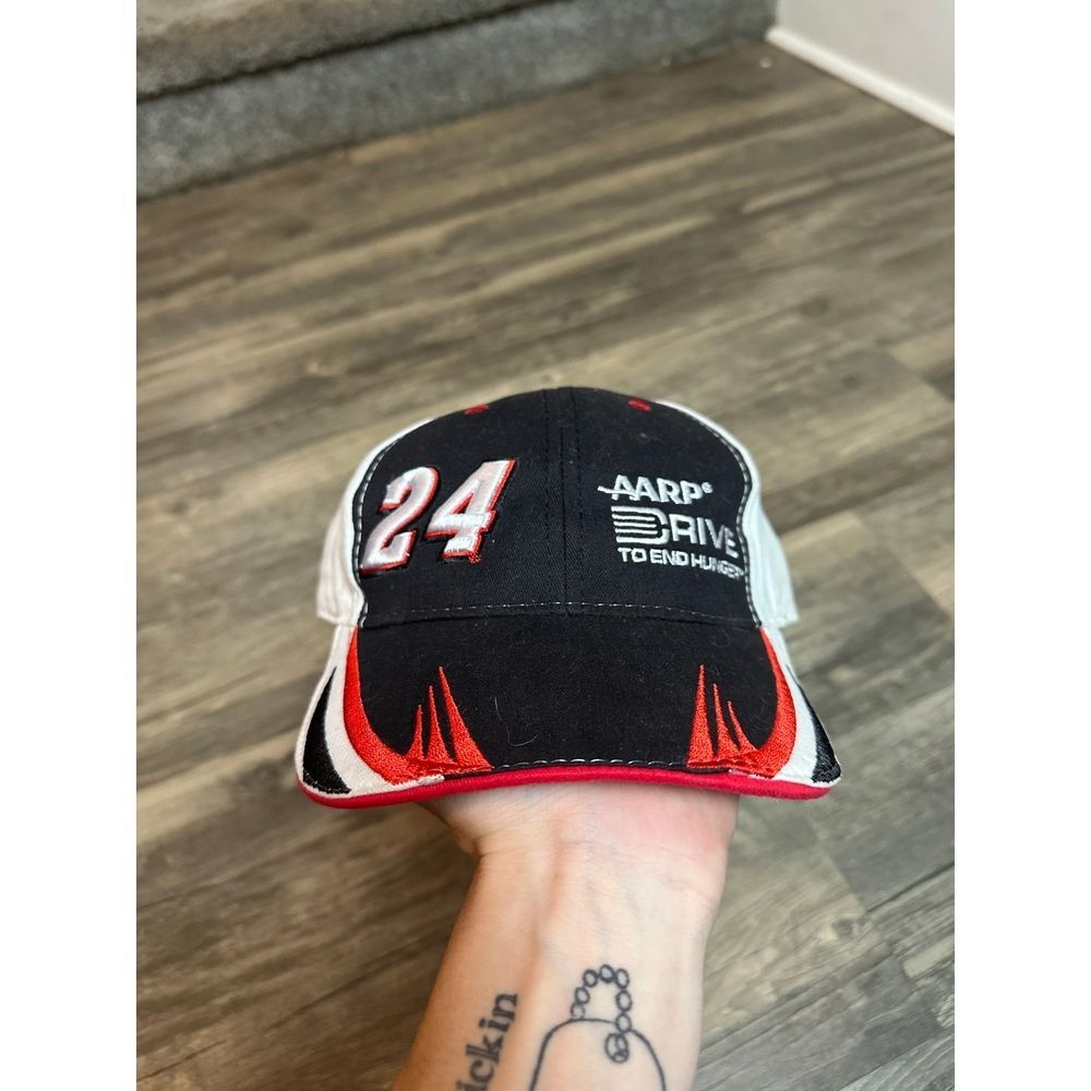The Game NASCAR Jeff Gordon Hat Mens OSFM Black White Exc AARP 24 Hendrick